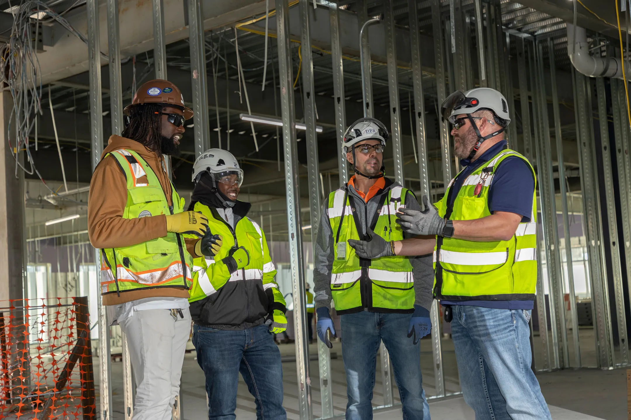 Commercial construction team on site